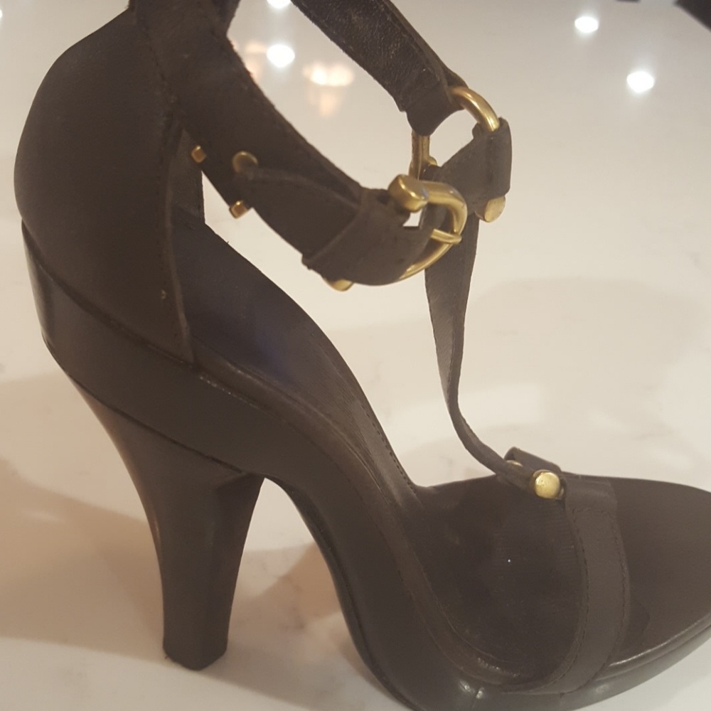 Burberry Chocolate Leather Heeled Sandal
